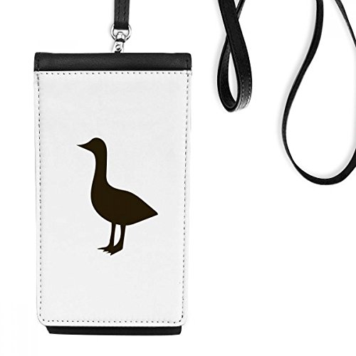 Smartphone bourse hanging en cuir avec motif goose noir mignon pour telephone