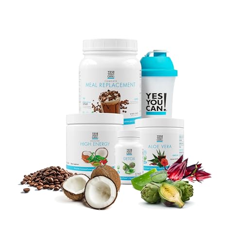 Yes You Can! Detox Plus Kit - Daily Cleanse Pure Fiber Meal Replacement Drink Mix, Shake Booster & Supplement, Body Cleanse Kit for Men and Women, Daily System Cleanse - Coffee, Hibiscus