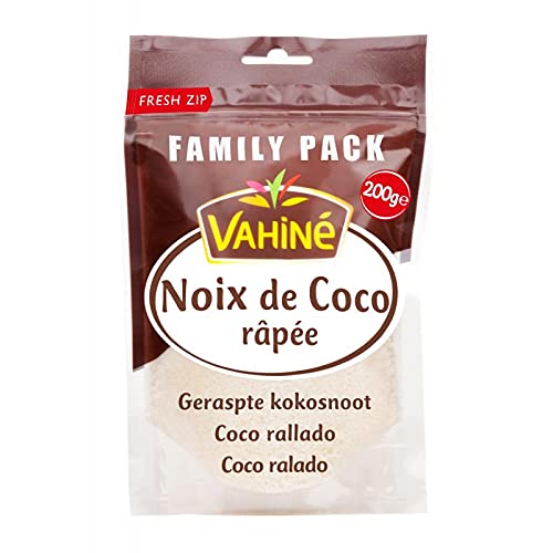 VAHINÉ - Sachet de Noix de Coco râpée de qualité supérieure - Idéal pour vos pâtisseries et recettes exotiques - 200g. - Le Lot De 4