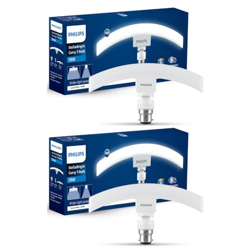Philips 18 Watts Stellar Bright Curvy Led T-Bulb Base B22,Crystal White (Pack Of 2)
