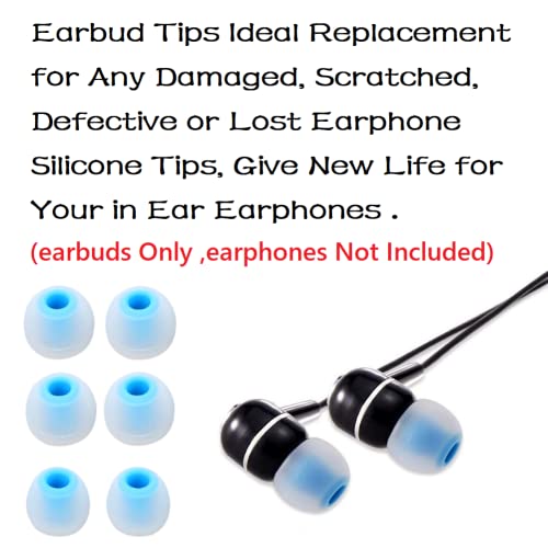 Image of Earbud Tips Replacement Earbud Tips Ear Bud Replacement Pieces Silicone Soft and Comfortable Fit for Inner Hole from 3.8mm - 5.1mm Earphones 9 Pairs S /M /L Clear Blue