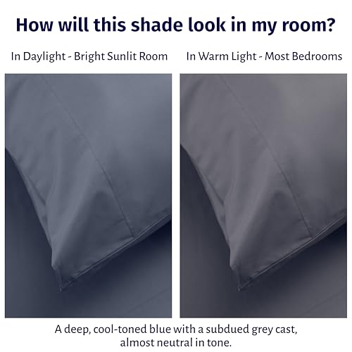 California Design Den King Sheet Set - Certified 100% Egyptian Cotton Percale Sheets King with Deep Pockets, Lightweight & Crisp, Cool & Durable Luxury Bedding Set - Mineral Blue