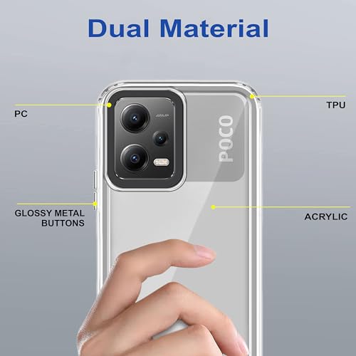 Image of Zapcase Back Case Cover for Poco X5 5G | Compatible for Poco X5 5G Back Cover | Case Cover with Camera Protection | (TPU + PC | Transparent)