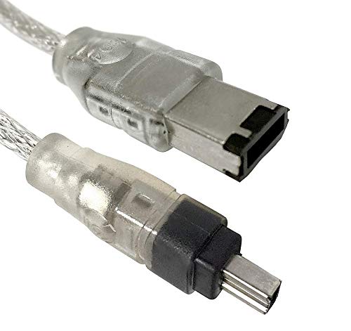RocketBus 4-Pin to 6-Pin IEEE-1394 FireWire iLink DV Cable Cord for Computer Laptop PC to JVC Sony Camcorder