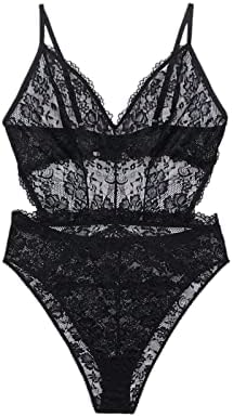 Savage X Fenty, Women’s, Floral Lace Teddy, Wireless, High leg, Allover stretch floral lace, Cutout back, Adjustable straps