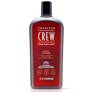 American Crew Shampoo, Conditioner & Body Wash for Men, 3-in-1, 33.8 Fl Oz