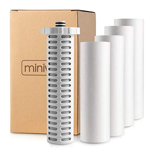 Miniwell Shower Filter 720-Plus with replaceable cartridges, shower head filter with Double Filters, remove 99% chlorine (z-Replacement-4+1 Filters)