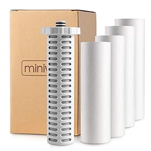 Miniwell Shower Filter 720-Plus with replaceable cartridges, shower head filter with Double Filters, remove 99% chlorine (z-Replacement-4+1 Filters)