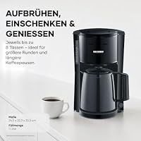 SEVERIN Filterkaffeemaschine mit 2 Thermokannen, Kaffeemaschine für bis zu 8 Tassen je Kanne, Filtermaschine mit 2 Isolierkannen, schwarz, KA 9307 – Ansicht 2
