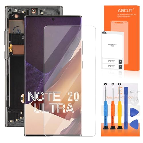 OLED for Samsung Galaxy Note 20 Ultra Screen Replacement for Samsung Note 20 Ultra LCD Display SM-N985 SM-N986U LCD Digitizer Touch Assembly Black with Frame(Support Fingerprint)