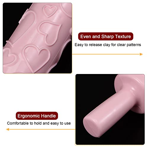 Harfington HTA230401HH0394 Pattern Embossed Rolling Pin 14.57 Inch X 1.97 Inch Heart 3D Pattern Pp Plastic Non-Stick Embossing Textured Rolling Pins thumb #3