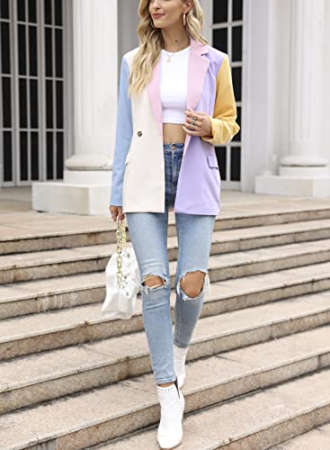 Artfree Womens Casual Blazer Button Lapel Long Sleeve Work Business Fashion Blazers Jackets Outfits With Pockets Multicolor M #TOP6