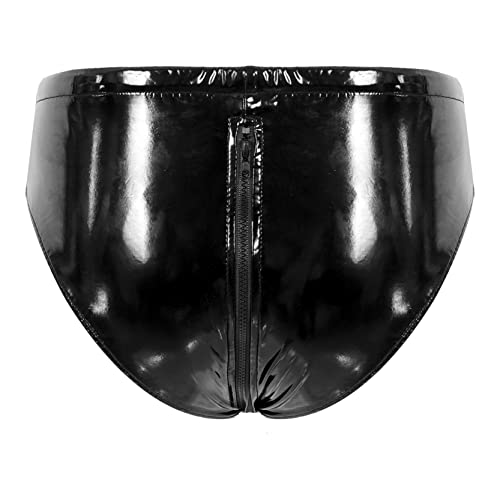 Men Shiny Liquid Metallic Underwear Bikini Swimsuit Bulge Pouch Swim Trunks2