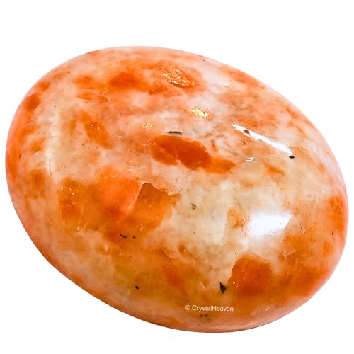 Image of Certified Large Sunstone Crystal Palm Pebbles Stones for Anxiety Stress Relief Massage - AAA Grade Original Healing Gemstone Agate Palm Stone for Yoga Meditation Spiritual Reiki Feng Shui