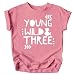 Young Wild and Three Girls 3rd Birthday Shirt for Toddler Girls Third Birthday Outfit Mauve Shirt