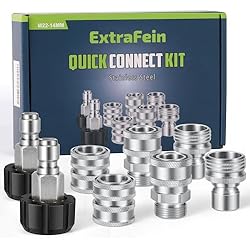 Premium Pressure Washer Quick Connect Kit - M22 Swivel to 3/8'' Quick Connect, 3/4'' to Quick Release, M22 14mm Power Washer Adapter Set Quick Connect Pressure Washer Fittings (Stainless Steel)