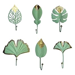 Percheros Para Colgar Abrigos Wall-mounted Coat Rack Home Decoration Coat Hanger Hook Leaf-shaped Coat Rack Suitable for Coat Scarf Bag Towel Hat Perchero Para Colgar Bolsas(B)