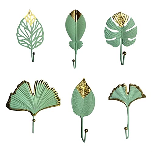 Percheros Para Colgar Abrigos Wall-mounted Coat Rack Home Decoration Coat Hanger Hook Leaf-shaped Coat Rack Suitable for Coat Scarf Bag Towel Hat Perchero Para Colgar Bolsas(B)