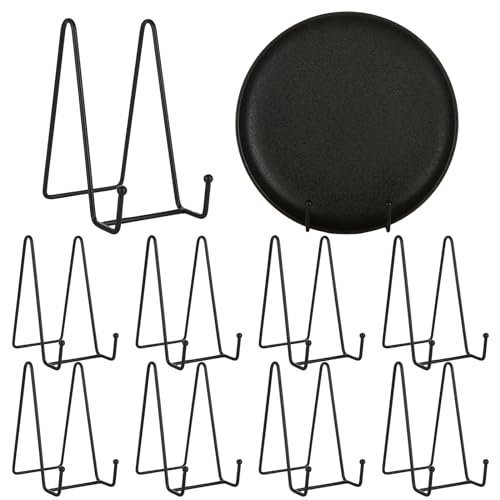MIVIDE 10 Pcs 6 Pouces Chevalet Support Assiette Decorative, Support Cadre Photo Chevalet Noir en Métal, Chevalet Support Presentoir Porte Assiette pour...