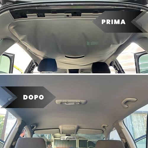 Ciel de toit voiture décollé ? Solution kit tissu gris et colle thermique - 6