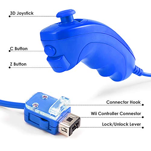 2 Packs Wii Nunchuck Controllers, Kiwitatá Nunchuk Remote Joystick Replacement For Wii Video Console Blue #TOP3