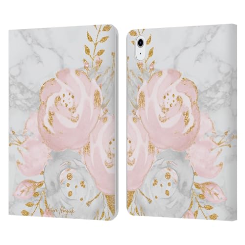 Housse iPad Air 2022 fleurs d'or pour travailler au café