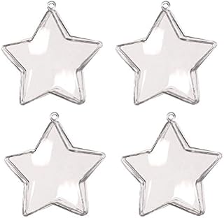 OUNONA 10pcs Christmas Star Clear Plastic Ball Gift Christmas Tree Ornament Baubles Wedding Hanging Decoration, 8cm