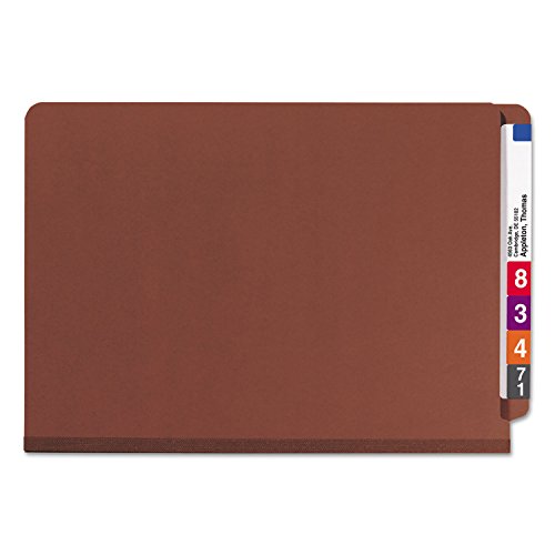 Smead 29860 Pressboard End Tab Classification Folder Legal Six-Section Red 10/Box #TOP1
