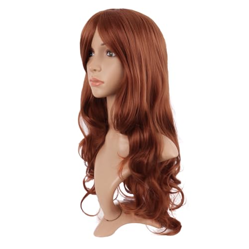 Image of MapofBeauty 24 Inch Long Wavy Side Bangs Anime Cosplay Wig, Ginger Orange | 60 cm Synthetic Fiber Wig, Women, Charming, Party