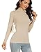 Beige Turtle Neck Shirts for Women Long Sleeve Casual Underwear Winter Fall Warm Layer Tops (Beige XS)