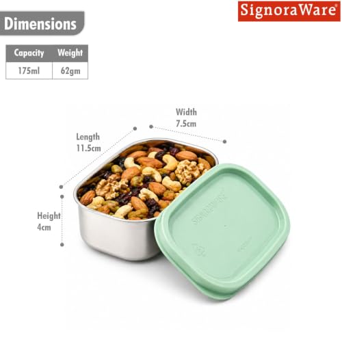 Image of Signoraware Icy Cool Stainless Steel Container (175ml, Egreen)