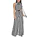 Produktbild Candicely Damenoverall Sexy Kreuz Backless Lange Spielanzug-Overall-lose Sleeveless breite Bein-Hosen-Streifen beiläufigen Spielanzug for Frauen Schwarz, Blau (Color : Black Stripes, Size : S)
