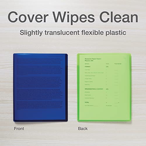 Oxford Report Cover 3 Pack, Swing Clip, 2 Pockets, Panel For Sticky Note Reminders, Assorted Colors: Green, Teal, Blue (86366) #TOP5