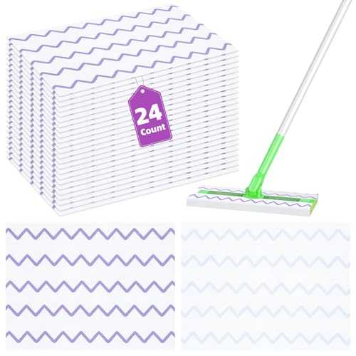Nicemiya 24 Pack Microfiber Mop Pads Compatible with Swiffer Sweeper Mop, Reusable & Disposable Replacement Pads for Wet & Dry Use, Sweeper Refills for Multi-Surface Floor Cleaning