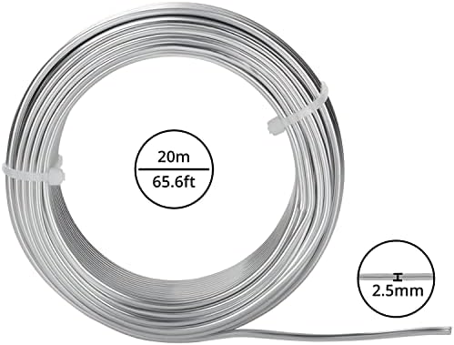 BELLE VOUS Silver Aluminium Craft Wire (20m/65.6ft) - 2.5mm Flexible & Bendy Sculpture Craft Rolls - Metal For DIY Sculptures, Skeleton Modelling, Jewellery, Beading, Wreath Making & Bonsai Trees