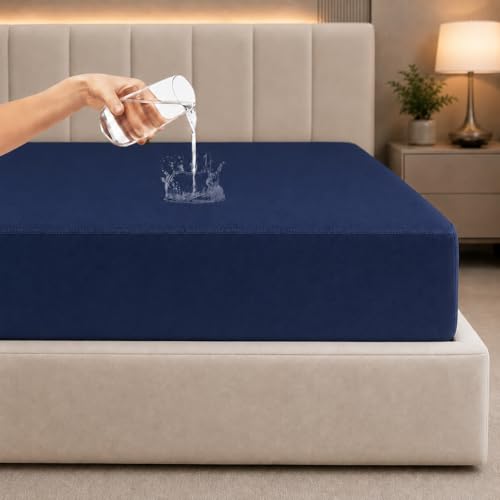 Image of La Verne 100% Waterproof Premium Cotton Feel Mattress Protector Queen Size 78 x 60 Inches | Breathable and Hypoallergenic Ultra Soft Fitted Bed Protector Cover