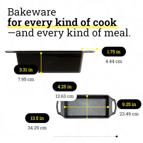Image of Lodge Seasoned Cast Iron Loaf Pan 10 Inches - Pre-Seasoned Rectangular Cast Iron Bakeware- Even Browning Bread Pan with Easy-Release Finish - PFAS-Free Non-Toxic Cookware