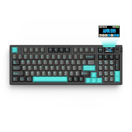 HELLO GANSS XS98T 96% Gasket Mechanical Keyboard with 1.14’’ Pluggable Display Screen & Knob, Five-Layer Padding, Removable Battery RGB Custom Keyboard for Win/Mac Up to 5 Device