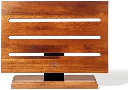 MITSUMOTO SAKARI Japanese Acacia Wood Storage Knife Block,Enhanced Double-Sided Magnetic Strip Wooden Knife Holder, Kitchen Magnetic Knife Holder