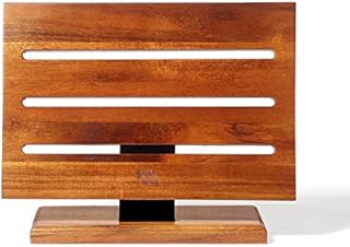 MITSUMOTO SAKARI Japanese Acacia Wood Storage Knife Block,Enhanced Double-Sided Magnetic Strip Wooden Knife Holder, Kitchen Magnetic Knife Holder
