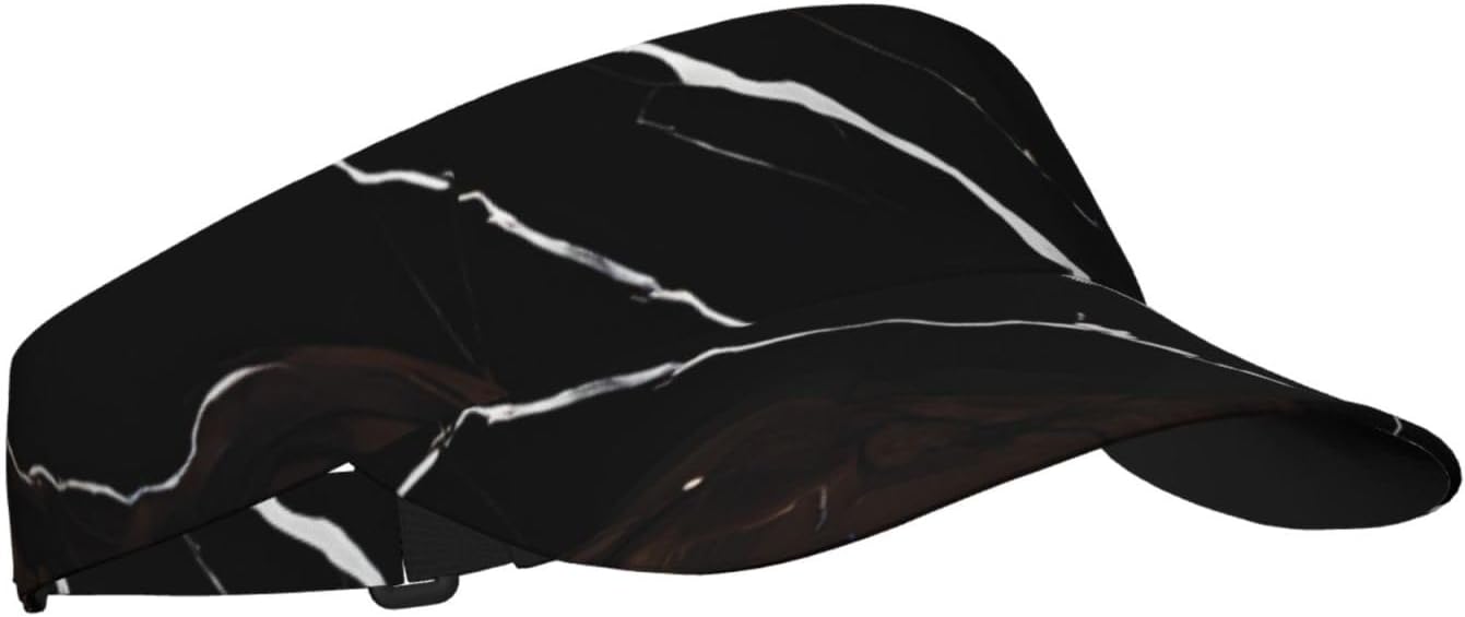 (Black Rose Gold Marble) Adult Sun Visor Hat Adjustable Open Top Sports Cap Breathable for Men Women Beach Vacation Essentials