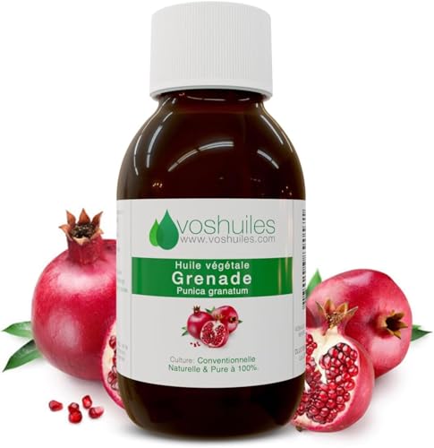 VOSHUILES.COM HUILES ESSENTIELLES & VEGETALES - VOSHUILES - Huile Végétale Grenade 60ml - Huile Essentielle Pure et Naturelle pour Soin de la Peau - Cheveux - Massage - Cosmétique - Vegan - 60ml