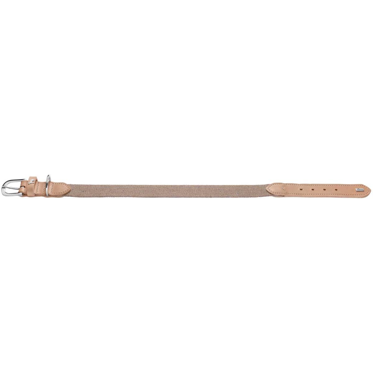 HUNTER Hundehalsband TRINO, Farbe: grau/Natur, Robustes Rindsleder, stilvoller Baumwollgurt, leicht & komfortabel, Scandi-Boho Design, Made in Germany, Größe: 50