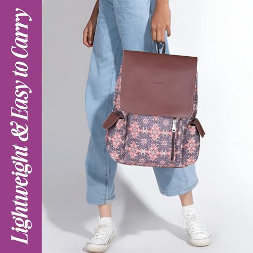 Image of Protecta Prisma Floral Printed Laptop Backpacks for Women and Men Fits 16Inch MacBooks Water-Repellent Bag for Office Collage and Travelling Print Padded Sleeve Lightweight Durable Design 18L