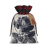 Bolsa de regalo impresa de rosas de papel, bolsa de regalo de arpillera con bloqueo de color perfecto
