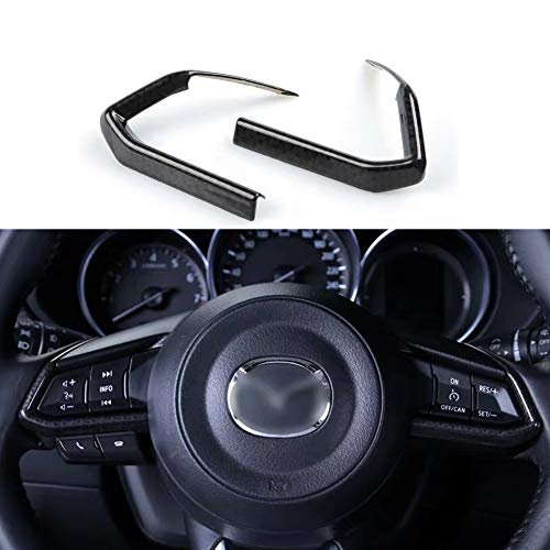 Duoles 2 PCS Carbon Fiber Car Styling Auto Accessories Interior Decoration Steering Wheel Buttons Sequins Cover Trim for Mazda 3 6 CX-4 CX-5 CX-9