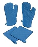 Native Fab Pot Holders and Oven Mitts Sets for Kitchen Heat Resistant - Hanging Non-Slip - 100% Cott