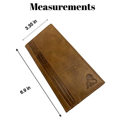 Genuine Leather Long Bifold Checkbook Cover Wallet Multi Card Pocket Holder USA Series (Tan)4