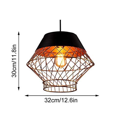 Suspension industrielle en fer rétro forme cage d'oiseau avec douille de lampe E27 - 6