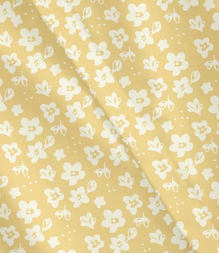 Image of Duvet Cover Full Size - Floral Duvet Cover Set - 3 Piece - Yellow Meadow | Soft Floral Duvet Cover 80 x 90 with 2 Pillow Shams, Comfy Floral Bedding Set, Hotel Luxury with Zipper Closures & Ties